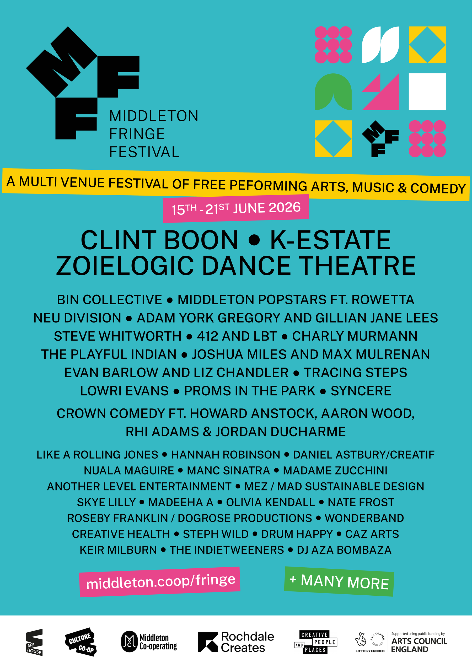 Middleton Fringe Festival 2026 full line-up poster